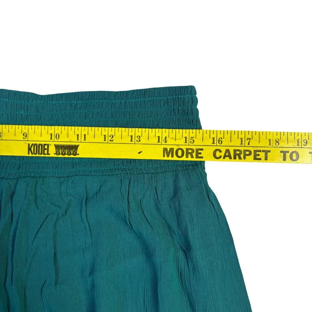 Time for Me Womens Teal Green Embroidered Wide Leg Boho Smocked Pants Large - Picture 10 of 12